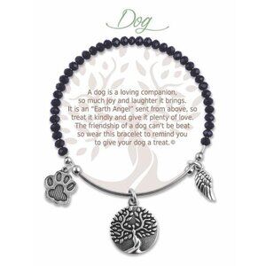 Earth Angel Charm Bracelet - Dog Paw Black Radiant Stone